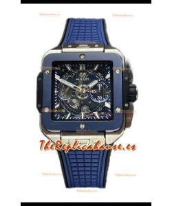 Hublot Square Bang Unico Titanium Reloj Cerámica Azul Cronógrafo Réplica Espejo 1:1