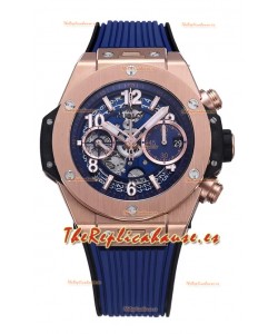 Hublot Big Bang Unico Caja de Oro Rosado Azul Edición Reloj Réplica Suizo a Espejo 1:1