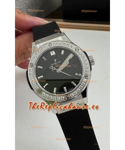 Hublot Classic Fusion Acero Inoxidable 33MM Dial Negro Reloj Movimiento Cuarzo Suizo Calidad Espejo 1:1