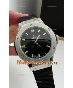 Hublot Classic Fusion Acero Inoxidable 33MM Dial Negro Reloj Movimiento Cuarzo Suizo Calidad Espejo 1:1
