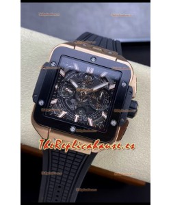 Hublot Square Bang Unico Oro Rosadto Titanio Reloj Cronógrafo Réplica a Espejo 1:1