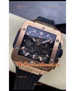 Hublot Square Bang Unico Oro Rosadto Titanio Reloj Cronógrafo Réplica a Espejo 1:1