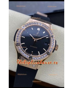 Hublot Classic Fusion Reloj Réplica Espejo 1:1 en Caja de Acero 904L Oro Rosado Dial Negro 38MM