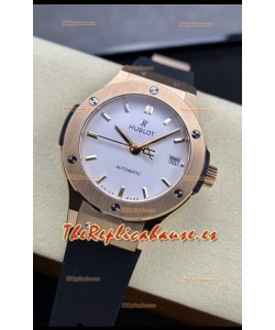 Hublot Classic Fusion Reloj Réplica Suizo a Espejo 1:1 en Oro Rosado Caja Acero 904L Dial Blanco 38MM