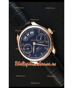 IWC Portugieser Annual Calender Midnight Blue Pink Gold IW503504 Réplica a Espejo 1:1