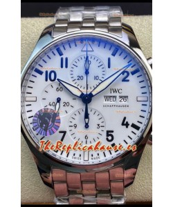 IWC Pilot Chronograph Edition Dial Blanco Caja Acero 904L Reloj Réplica a Espejo 1:1
