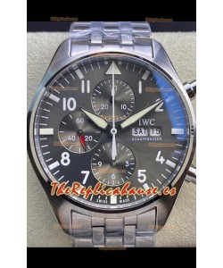IWC Pilot Chronograph Edition Dial Gris en Caja de Acero 904L Reloj Réplica a Espejo 1:1