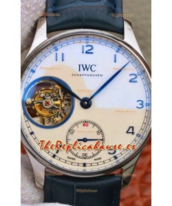 IWC Portuguese Genuino Reloj Suizo Movimiento Tourbillon Dial Blanco