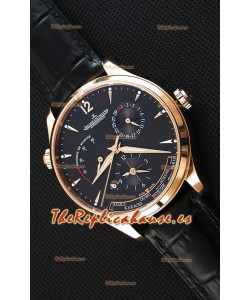 Jaeger LeCoultre Master Geographic Indicador de Reserva de Energía Reloj Réplica Suizo Oro Rosado Dial Negro