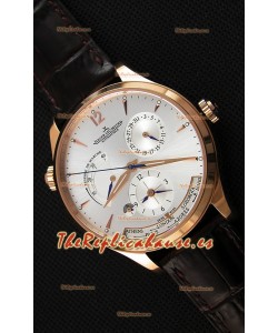 Jaeger LeCoultre Master Geographic Indicador de Reserva de Energía Caja de Acero chapada en Oro Dial de Acero en color Blanco Reloj Réplica Suizo
