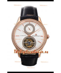 Jaeger LeCoultre Master Tourbillon Ultra-Fino Dial Reloj Blanco Caja Oro Rosado