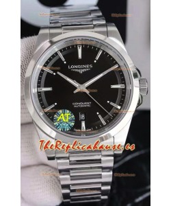 Largoines Conquest Automatic Dial Negro Reloj Automático en Caja Acero