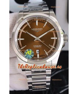 Largoines Conquest Automático Dial Marrón Reloj Automático Correa Acero