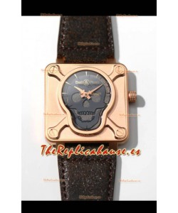 Bell & Ross BR03-92 Edición Calavera Caja de Bronce Calavera Gris sobre Capa Gris Reloj Réplica Suizo
