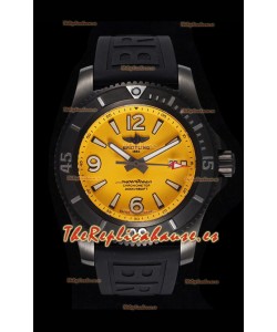 Breitling Superocean Automatic 46 Acero Negro - Dial Amarillo Caja con revestimiento DLC