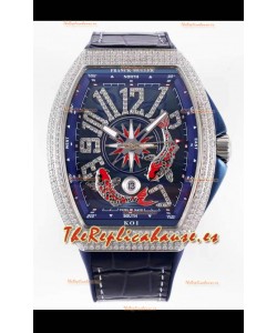 Franck Muller Vanguard KOI V45 YT SC DT AC BL KOI 2 Diamantes Incrustados Reloj Réplica Suizo