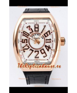 Franck Muller Vanguard Crazy Hours Caja chapada en Oro Rosado - Dial Blanco Reloj Réplica Suizo