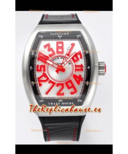 Franck Muller Vanguard Crazy Hours Caja Acero Inoxidable - Dial Blanco Reloj Réplica Suizo