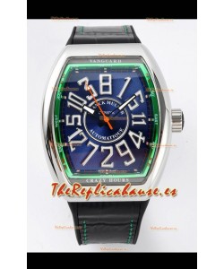Franck Muller Vanguard Crazy Hours - Dial Azul Acero Reloj Réplica Suizo