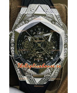 Hublot Big Bang UNICO Sang Bleu II Acero Inoxidable Diamantes Calidad a Espejo 1:1 Reloj Réplica Suizo