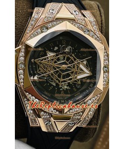 Hublot Big Bang UNICO Sang Bleu II Oro Rosado Diamantes Calidad a Espejo 1:1 Reloj Réplica Suizo