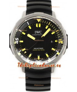 IWC Aquatimer IW358001 Titanium Reloj Réplica Suizo a Espejo 1: 1 Dial Negro Correa de Goma