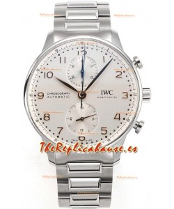 IWC Portuguese Chronograph Reloj Réplica Suizo en Caja de Acero Dial Blanco - Edición Réplica a Espejo 1:1