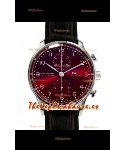 IWC Portuguese Chronograph Reloj Réplica Suizo en Caja de Acero Dial Granate - Edición Réplica a Espejo 1:1