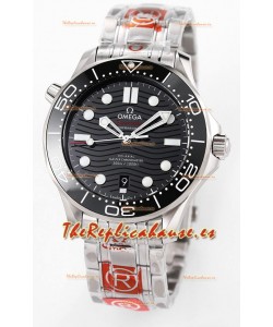 Omega Seamaster 300M Master Chronometer Reloj Suizo Negro Acero 904L Reloj Réplica a Espejo 1:1