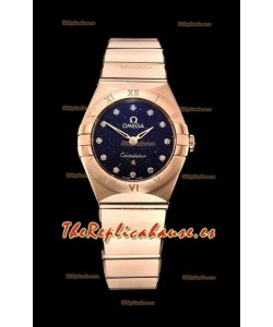 Omega Constellation Ladies Cuarzo Suizo Reloj Réplica a Espejo 1:1 - Caja Oro Rosado Dial Negro Estrellado