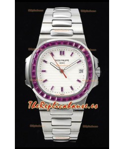 Patek Philippe Nautilus 5711 Dial Blanco Réplica a Espejo 1:1 Acero 904L con Bisel de Rubíes
