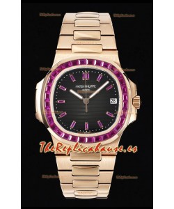 Patek Philippe Nautilus 5711 Dial Negro Réplica a Espejo 1:1 Acero 904L con Bisel de Rubíes