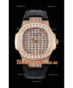 Patek Philippe Nautilus 5711/R Reloj Réplica Suizo a Espejo 1:1 Oro Rosado Caja Diamantes