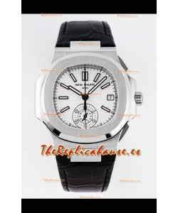 Patek Philippe Nautilus 5980/1A Caja Acero 904L en Dial Blanco Correa de Piel - Réplica a Espejo 1:1