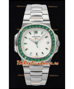Patek Philippe Nautilus 5711 Dial Blanco Réplica a Espejo 1:1 Acero 904L con Bisel de Rubíes