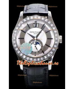 Patek Philippe 5205-001 Complications Fase Lunar Dial Gris Claro Reloj Réplica Suizo a Espejo 1:1