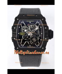 Richard Mille RM35-01 Rafael Nadal Caja Fibra de Carbono con Genuino Tourbillon Reloj Super Clon