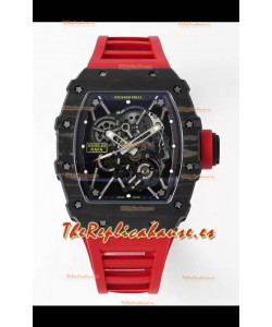 Richard Mille RM35-01 Rafael Nadal Caja Fibra de Carbono con Genuino Tourbillon Reloj Super Clon