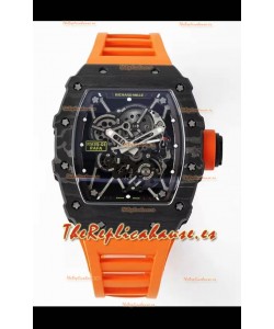 Richard Mille RM35-01 Rafael Nadal Caja Fibra de Carbono con Genuino Tourbillon Reloj Super Clon
