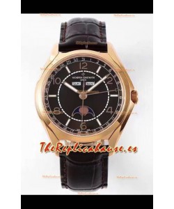 Vacheron Constantin Edición Fiftysix Reloj Oro Rosado Acero 904L Réplica a Espejo 1:1 Dial Negro