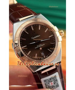 Omega Co-Axial Constellation 39MM Dial Marrón Oro Rosado Dos Tonos Reloj Réplica Espejo 1:1