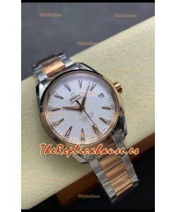 Omega Aqua Terra 150M Dial Blanco 904L Caja Oro Rosado Dos Tonos Réplica Espejo 1:1 41MM 