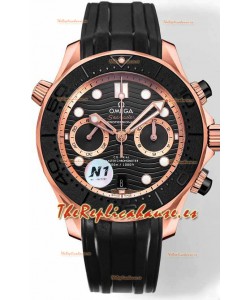 Omega Seamaster Co-Axial Master Chronograph Dial Oro Rosado Negro 44MM Réplica Espejo 1:1