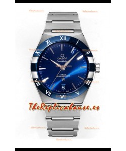 Omega Co-Axial Constellation Inoxidable Blanco Dial Azul Réplica Espejo 1:1 41MM