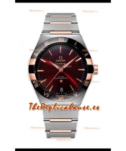 Omega Co-Axial Constellation Dial de Dos Tonos Negro Burgundy Réplica Espejo 1:1 41MM