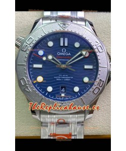 Omega Seamaster 300M Co-Axial Master Chronometer Dial Azul Bisel Titanio Réplica a Espejo 1:1