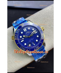 Omega Seamaster 300M Co-Axial Master Chronometer Dial Azul Caja de Dos Tonos Réplica Espejo 1:1