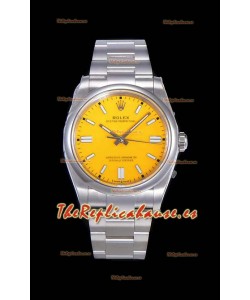 Rolex Oyster Perpetual REF#124300 41MM Movimiento Cal.3230 Réplica Suizo Dial Amarillo Acero 904L Reloj Réplica a Espejo 1:1