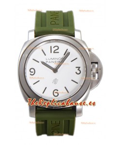 Panerai Luminor Base Logo PAM1087 Dial Blanca Calidad Espejo 1:1 - Acero 904L en Correa de Goma