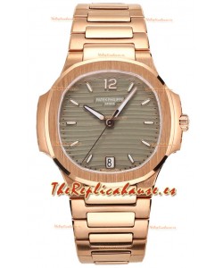 Patek Philippe Nautilus 7118R 35MM 1:1 Oro Rosado Dial Gris Reloj Réplica Espejo 1:1